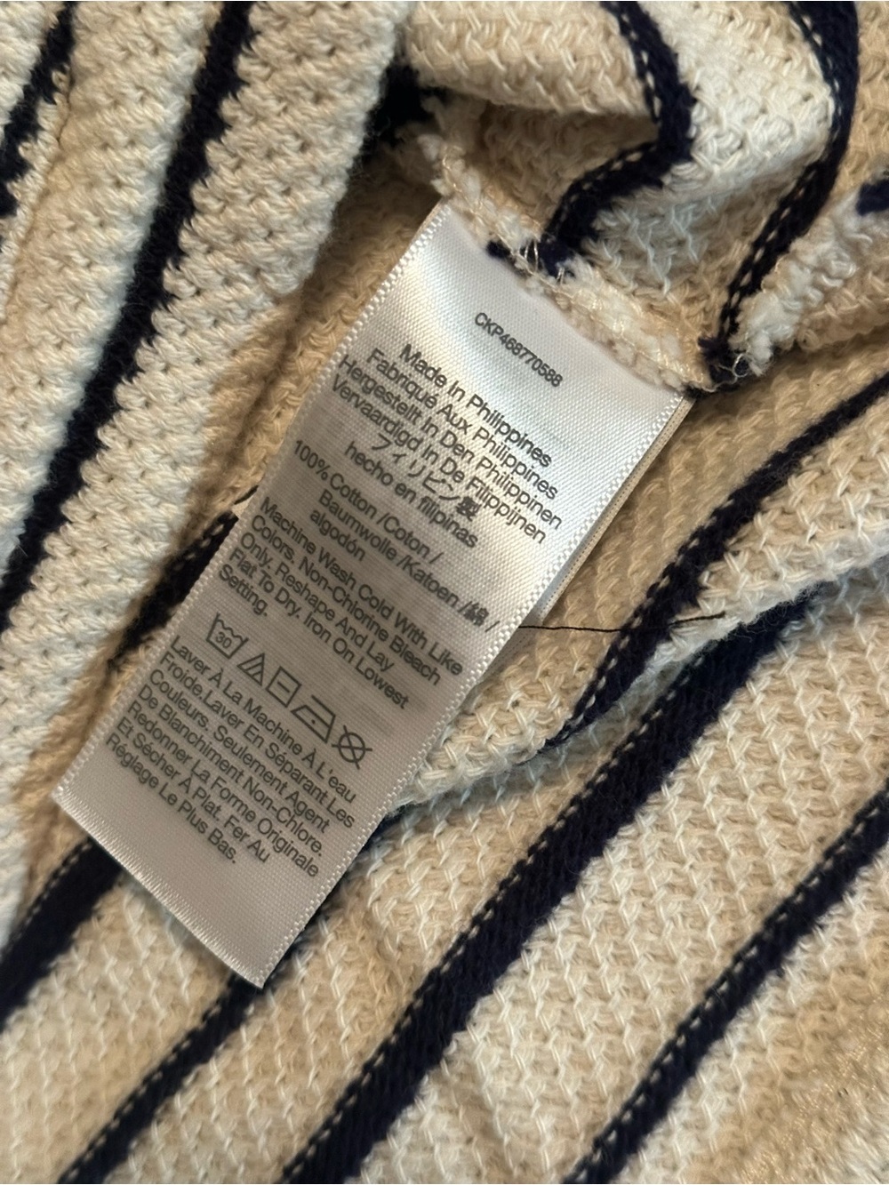 Madewell Cream Sweater Jacket Navy Stripes 100% Cotton - Picture 7 of 9